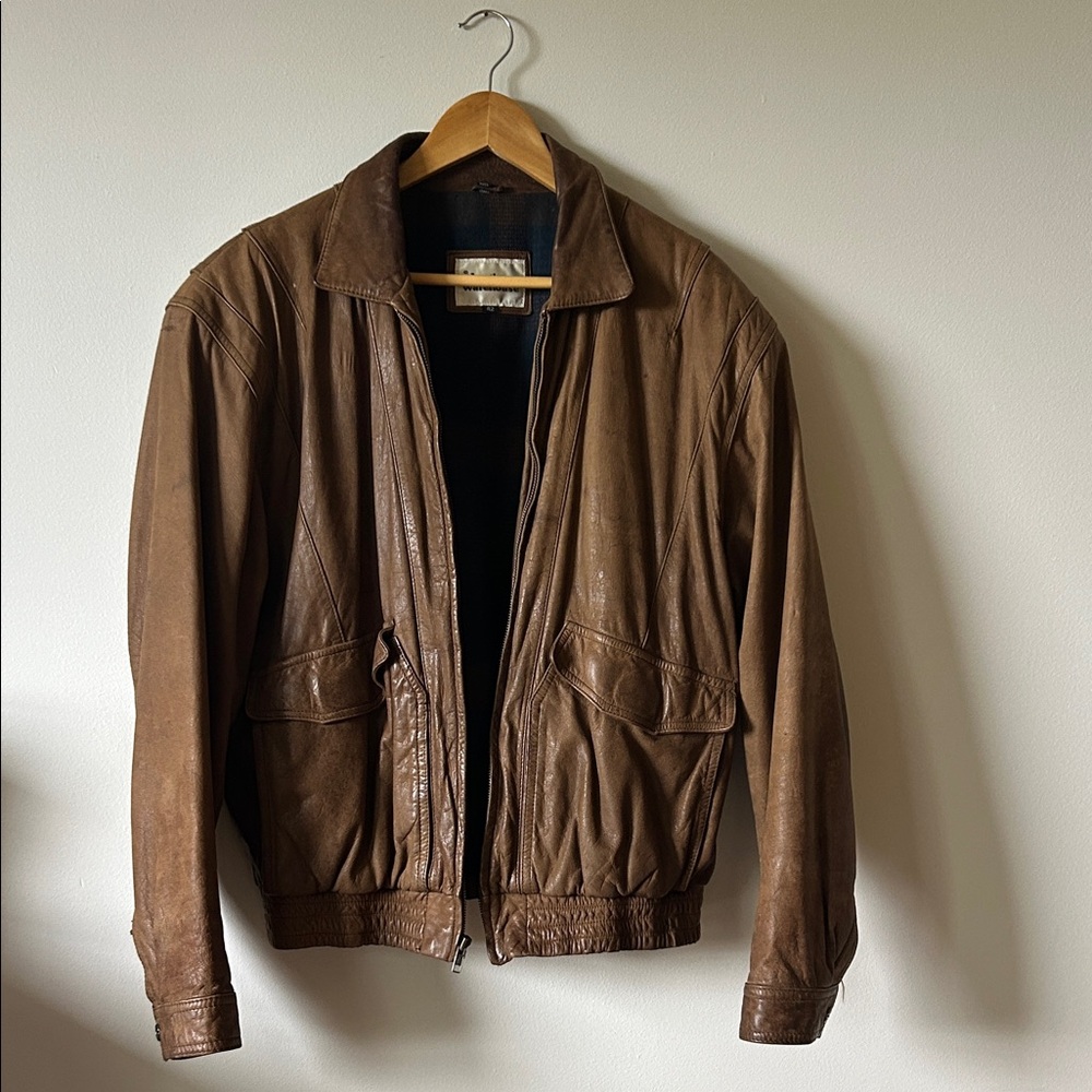 Vintage Leather Bomber Jacket Leather Warehouse XL Oversized